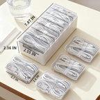 RayHenry Cable Organizer Box with 7 Clear Switch Case, Desktop Charger Cord Storage Organizer Box for Home Office Desk Accessories Wire Organization Stationery Supplies (white)