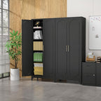 Kitchen Pantry Cabinet,75 Inch Black Metal Storage Cabinet with Door and Adjustable, Tall Pantry Cabinets for Kitchen Storage,Cupboard for Living Room,Dining Room and Bathroom