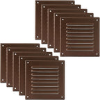 Vent Systems - 5 x 5 Inch (Inner) Pack of 10 Brown Metal Square Soffit Air Vent Grille Cover, Register Vent Deflector Louver Built-in Mesh HVAC for Bathroom Home Office Kitchen 6.5" x 6.5" (Outer)