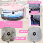 Limited Edition Heavy Duty Mop for Floor Cleaning Separates Clean from Dirty Water, Self Wringing 360° Rotating Square Mop-Head for Hardwood Tile Marble Floor, Rose