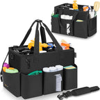 Wearable Cleaning Caddy Bag for Cleaning Supplies, Large Capacity Cleaning Organizer Tote Bag Simple Kitchen Cleaning Supplies Storage Bag for Cleaners Housekeepers (Black)