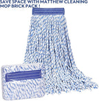 Matthew Cleaning Looped-Open Cotton Wet Mop 1.25'' Universal Headband Heavy Duty Commercial Mop Head Replacement for Indoor&Outdoor Use,Grease Stain Floor Cleaning String Mop Head Refill Pack of 12