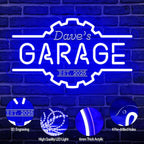 Custom Garage Neon Sign, Personalized 3D Engraved Gear Garage Name LED Sign, Customized Dimmable Neon Lights for Garage, Workshop, Carport & Man Cave Wall Decor, Gifts for Dad Father Husband Grandpa