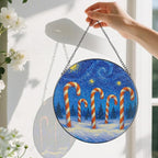 8-Inch Starry Night Stained Glass Ornament, Stained Glass Window Hanging, Window Hanging Decor Suncatcher – Gifts for Christmas Lovers, Friends, Family, Coworkers | Holiday Decorators
