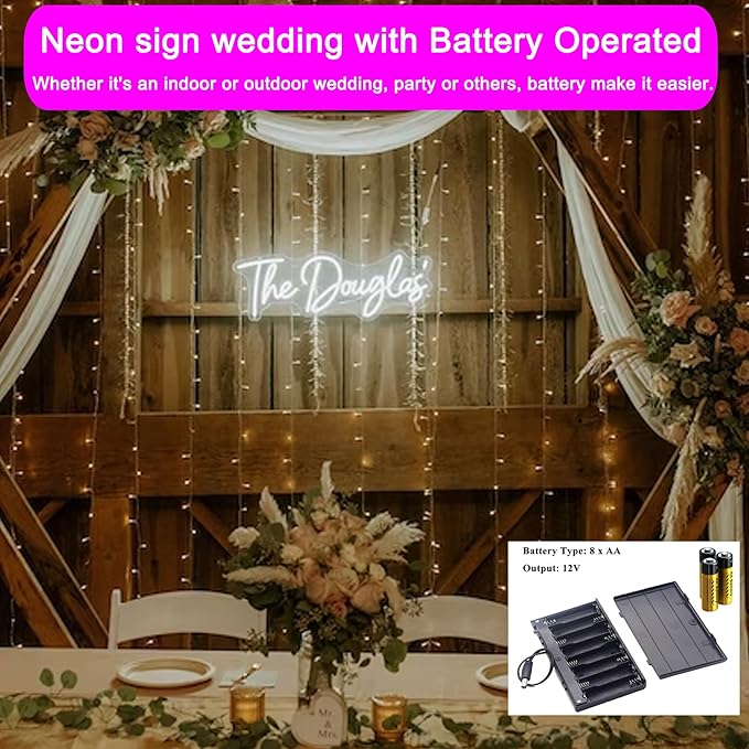 Custom Neon Sign Wedding, Binager Customize LED Neon Name Sign Decoration, Dimmable/RGB Light Sign Personalized for Shower Reception Birthday Event Business Shop Bar Backdrop Bedroom Wall Decor Gifts