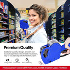 KPX MX5500 Pricing Tag Gun with 5150 pcs White Label Gun Stickers & 3 Extra Inker Rollers, Pricing Label Gun, 8 Digits Retail Pricing Gun and Labels for Grocery Store, Food (Blue)