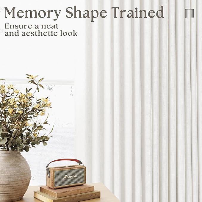 Off White Linen Kitchen Curtain 24 Inch Length 2 Panels Set Pinch Pleat Boho Country Farmhouse Short Cafe Curtains Light Filtering Pleated Semi Sheer Small Window Treatment Tiers for Basement Camper
