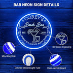 Custom Beach Bar Neon Sign for Wall Decor, Personalized LED Neon Home Bar Signs, Customized Neon Lights Cocktail Coconut Tree Signs for Man Cave Pub Tavern Bistro Lounge Pool Party Poolside Outdoor