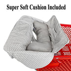 Love&go Soft Pillow Attached 2-in-1 Shopping Cart and High Chair Cover for Baby, Cotton Padded Cart Cover, Fold'n Roll Style, Portable with Carry Bag (Gray Chevron)