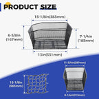 KAUFU Rear Bike Basket with Waterproof Cover and Adjustable Cargo Net, Large Bicycle Cargo Rack Storage Basket, Universal for Most Rear Bike Racks Fit for Shopping, Pets and Daily Outings