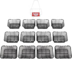 Set of 12 Shopping Baskets with Handles, Portable Black Metal Shopping Basket 15.7" x 12" x 7" Wire Mesh shopping Basket with Stand for Retail Stores Supermarket Grocery