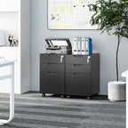 3 Drawer Vertical File Cabinet, Mobile Filling Cabinets with Lock for Legal/Letter Size, Pre-Built Office Storage File Cabinet with Wheels Under Desk - Fully Assembled