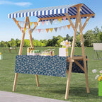 Outdoor Vendor Cart, Portable Cart with Canopy, Movable Stall Display Stand, Foldable Vending Stand Kiosk Display Trolley with Canopy, for Market, Street Food, Events(Blue 3,150cm/59in)