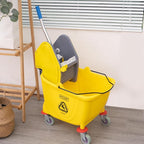 MATTHEW CLEANING 34Quarts Commercial Mop Bucket INCL.Wet String Mop with Down Press Wringer On Wheels,Industrial Heavy-Duty Floor Cleaning w/Handle, Mop Bucket for Home,Offices,Commercial, Restaurants
