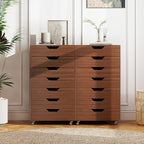 Giantex 7-Drawer Storage Cabinet, Mobile File Organizer with 4 Universal Casters, Wooden Vertical Filing Cabinet on Lockable Wheels for Office, Study, Living Room (19” x 15.5” x 34.5”,Walnut)