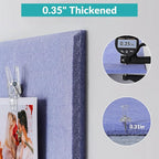 Large Bulletin Board 48" x 36" - 12 Pack Felt Wall Tiles with 60 Pcs Safe Removable Adhesive Tabs & 40 Pcs Pushpins, Cork Board for Office, School & Dart Wall Protector - Purple Blue