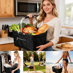 Shopping Bag Basket, Large Capacity, 26L, Foldable Grocery Storage Container, Market Shopping Basket, Easy To Carry, For Everyday Supermarket And Outdoor Picnic