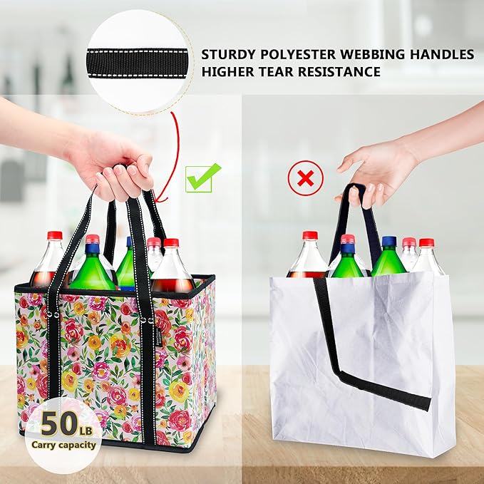 BeeGreen Large Waterproof Reusable Bags Christmas Heavy Duty Shopping Tote for Groceries Pool Gift with Webbing Handles