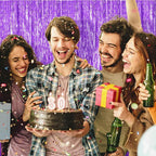 20 Pack Foil Curtain Backdrop Purple Metallic Tinsel Foil Fringe Curtains Photo Booth Props for Birthday Wedding Engagement Baby Shower Bachelorette Christmas Holiday Celebration Party Decorations