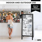 Ilyapa Wooden Dry Erase A Frame Sign - Magnetic Whiteboard Sidewalk Menu Board Outdoor - Menu Display for Restaurant, Food Truck - 58x27 inch - Black