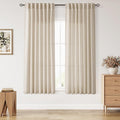 Nanspring Living Room Curtains 63 Inch Length Linen Birch Beige Luxury Light Filtering Semi Sheer Curtain Back Tab Modern Farmhouse Decor Elegant Coastal Drapes for Bedroom Office 52x63, 2 Panels