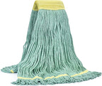 Matthew Cleaning Commercial Mop Head Replacement, 5 Inch Wide Headband, Looped End Cotton Blend String Wet Mops for Floor Cleaning, 18 oz Medium, 1-Pack Green