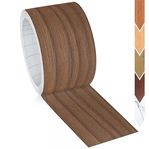 GSCIT Club Wood Grain Repair Tape, 2.4 inch X 50ft Self Adhesive Natural Walnut Grain Repair Patch for Tables, Chairs, Baseboards, Doors, Windows, Floors, Handicraft DIY.