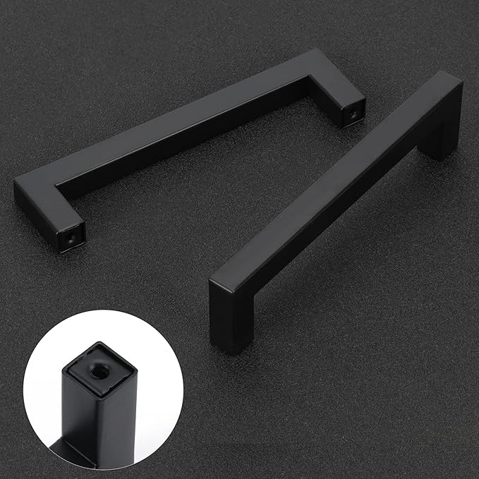 Cabinet Pulls Matte Black Cabinet Handles Square Drawer Pulls, 10 Pack 13-4/5 Inch Stainless Steel Kitchen Door Cupboard Cabinet Handles, Drawer Hardware Handles, 352mm Hole Centers