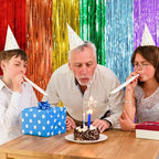 10 Pack Rainbow Party Backdrop Streamers Decorations Colorful Foil Fringe Curtains Metallic Tinsel Backdrop for Birthday First Day of School Engagement Baby Shower Christmas Holiday Party Decor