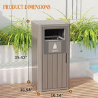 Outdoor Single Barrel Trash Can,Waterproof Resin Garbage Can with Garbage Labels,Durable Waste Bin for Porch, Backyard,Kitchen,for 30 to 39 Gallon Trash Bags