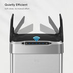 EKO Phantom-T 50 Liter / 13.2 Gallon Vertical Motion Sensor Trash Can, Brushed Stainless Steel Finish