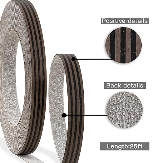 GSCIT Club Edge Banding, 3/4 inch x 25ft roll of Veneer Edge Banding -Pre-glued Flexible Edging, Myriad Ribbonwood PVC Tape Banding for Cabinet Repair Furniture Restoration