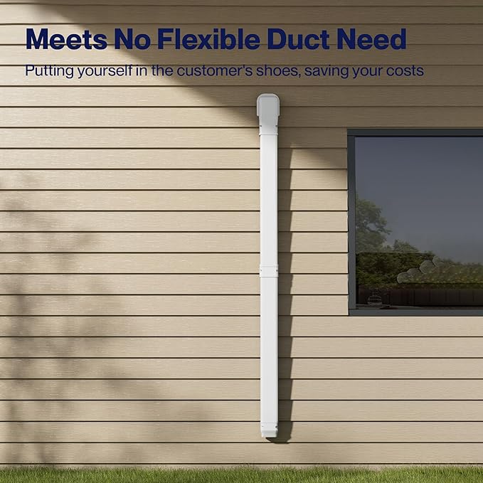 Della 3" 11 Ft Mini Split Line Set Cover, Decorative PVC Lineset Cover Kit, Paintable for Mini Split Air Conditioner, HAVC & Heat Pumps Systems Tubing Cover, White