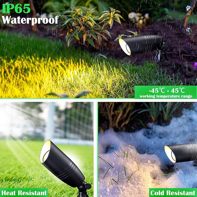RGB Low Voltage Landscape Lighting Kit, 12 Volt Color Changing Landscape Lights, IP65 Weatherproof Aluminum Outdoor Uplights, Smart Outdoor Spotlights for Tree Lawn