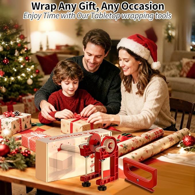 Tabletop Gift Wrapping Tool with Tape Dispenser & Cutter–2 Pack Adjustable Wrapping Paper Table Clamps with 2 Tapes–Perfect for Christmas, Holidays, and Crafting