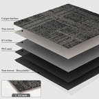 Carpet Tiles 20x 20 Inch, Floor Square Carpet Tiles, Indoor Outdoor Carpet Tile for Home Basement Commercial, Black & Grey-24 Tiles/64.5 Sq.Ft per Box