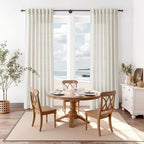 Nanspring Mousse White Curtains 90 Inches Long for Living Room Linen Light Filtering Semi Sheer Curtain Back Tab Rod Pocket Simple Modern Elegant Coastal Decor Drapes for Bedroom 52x90, 2 Panels