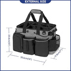 LoDrid Large Professional Cleaning Caddy with Detachable Divider, Supply Organizer with Handle and Shoulder Strap, Cleaning Bags for Housekeepers & Cleaners, Black
