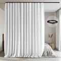 Room Divider Curtains with Flexible Ceiling Tracks Set,Blackout Curtain Ceiling Mount Curtain Track Privacy Room Dividers Ceiling Track Curtain Rod(White Drape & Black Rail W 8.3 × H 8 FT)