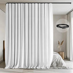 Room Divider Curtains with Flexible Ceiling Tracks Set,Blackout Curtain Ceiling Mount Curtain Track Privacy Room Dividers Ceiling Track Curtain Rod(White Drape & Black Rail W 8.3 × H 8 FT)