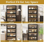 Display Cabinet with Acrylic Glass Doors,4-Tiers Curio Cabinet with LED Lighting for Collectibles, Collectibles Toy Organizers Rack & Display Shelf Display Case Storage Cabinet, Black