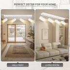 BoostArea LED Track Lighting Ceiling Fixtures, White 4-Light Plug in Track Lights for Kitchen, 4 Way Ceiling Spotlight, 15 FT Cord,Flexibly Rotatable Wall Mount Light Head for Bedroom Hallway