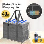 BALEINE Extra Large Utility Tote Bag with Wire Frame for Storage (Grey, 16.5''x14''x10'')