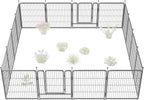FXW Garden Fence Outdoor for The Yard – 32in(H) x 36.4ft(L) Heavy Duty Metal Animal Barrier for Dog and Rabbit, Decorative Dog Fence, 16 Panels, Silver