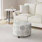 Homepop Home Decor | Upholstered Round Storage Ottoman | Ottoman with Storage for Living Room & Bedroom (Grey Medallion) 24.0 In. X 24.0 In. X 17.0 In.