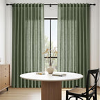 Nanspring 70 Inches Wide Olive Green Linen Curtains for Living Room 2 Panels Set 96 Inch Length Back Tab Light Filtering and Breathability Semi Sheer Curtain for Bedroom 70x96