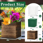 Dandat 24 Set Wood Cube Planter Box Square Wood Vase Rustic Cube Planter Box with Removable Plastic Liner Floral Foam Blocks for Centerpieces Home Wedding Garden Decor, Country Style (Brown)