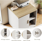 File Cabinet Under Desk Storage Cabinet with Door, Printer Stands with Open Adjustable Shelves, 23" Tall End Side Table for Office, Living Room, and Study, Light Walnut