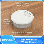 Desk Grommet 2" (50 mm), Desk Cord Hole Cover, Cable Grommet ABS Plastic, Desk Hole Grommet for Office and Home Table Cable, Detachable Adjustable Cable Cord Organizer (White 8 Pcs)