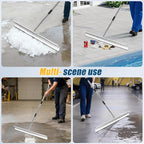 CAROD 33.4" Large Floor Squeegee for Concrete, Industrial Silicone Blade Squeegee for Floor with 63" Stainless Handle, Anti-Splash Curved Baffle Design for Garage, Factory, and Tough Cleaning Jobs